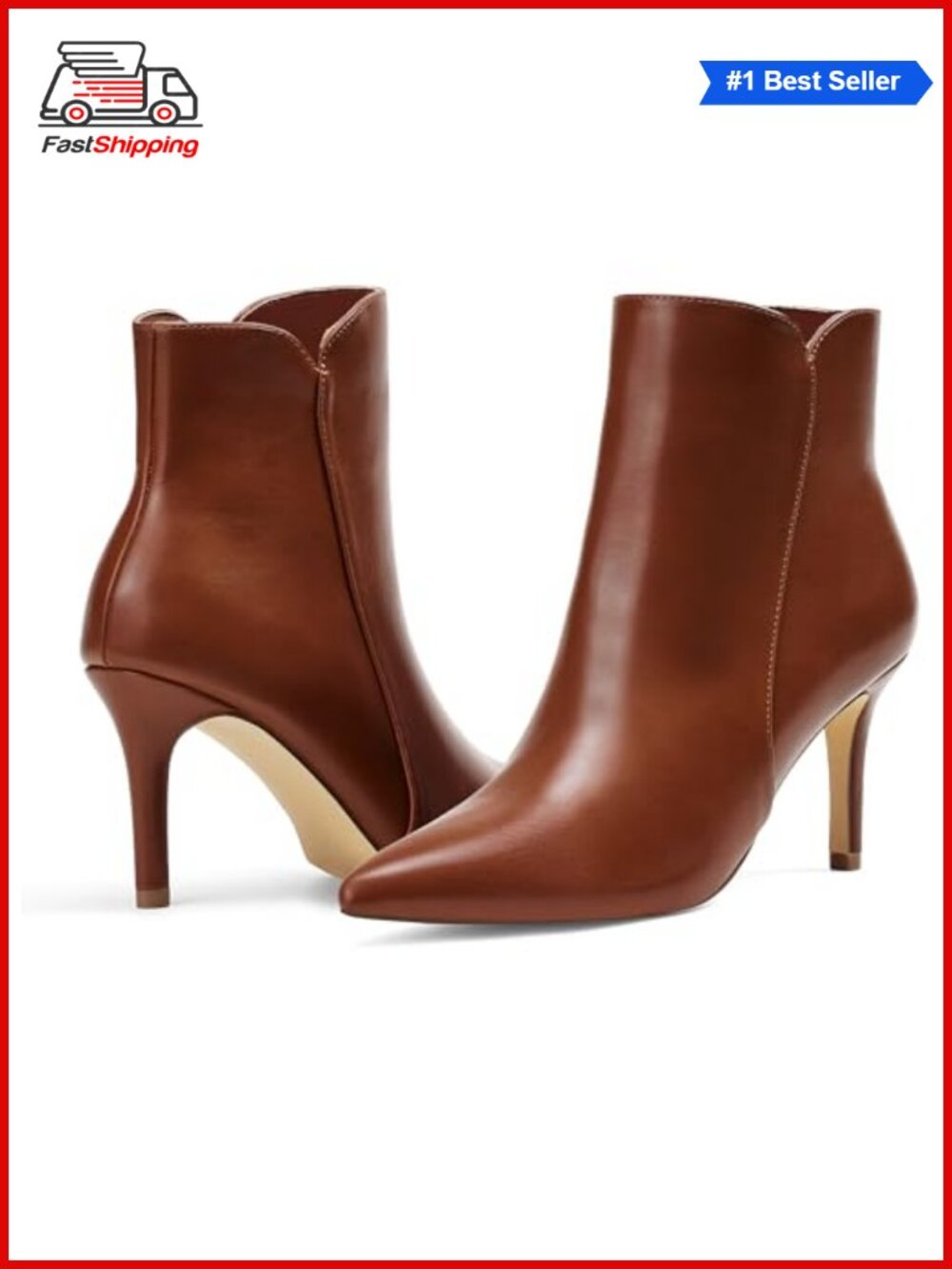 ✨ Elisabet Tang Pointed Toe Side Zipper 3in High Heel Ankle Booties